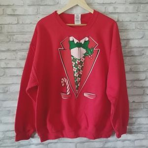 Santa Holiday Suit Sweatshirt Ugly Sweater XL